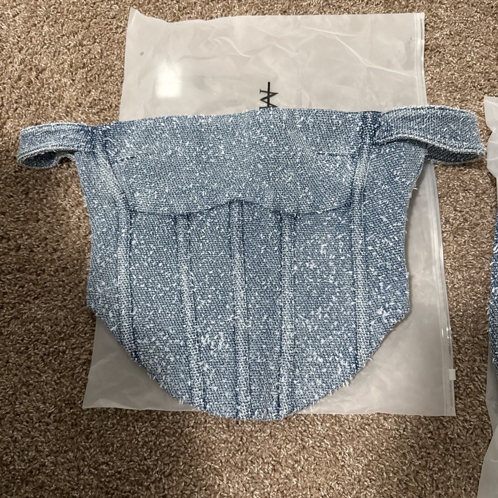 Manière De Voir Blue Corset Top and Mini Skirt